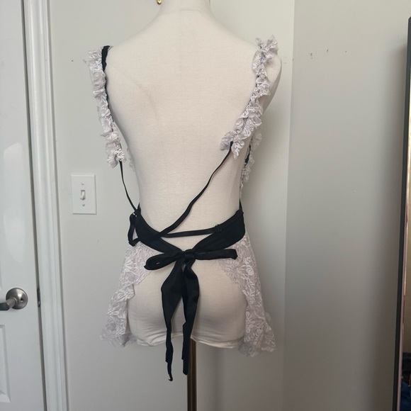 Elegant Lace mini slip Dress with Black Ribbon coquette goth fairy cottage XL - Picture 5 of 6